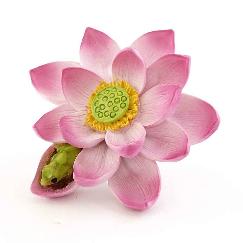 Top Collection Miniature Fairy Garden and Terrarium Cute Mini Frog Sleeping on Lotus Flower Figurine - Image 1